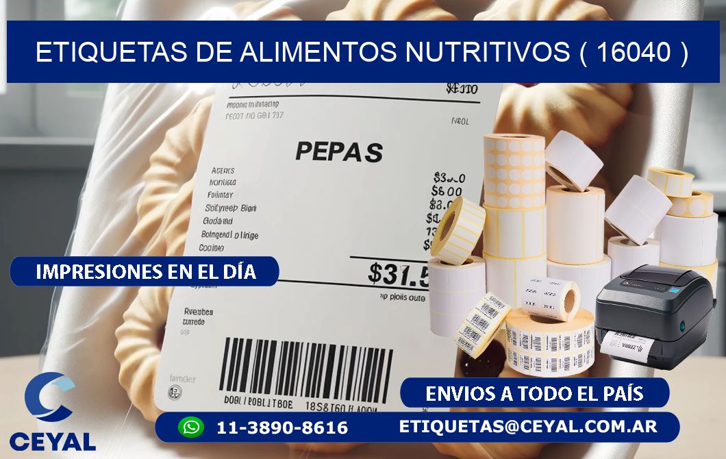 ETIQUETAS DE ALIMENTOS NUTRITIVOS ( 16040 )