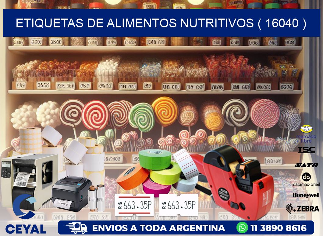 ETIQUETAS DE ALIMENTOS NUTRITIVOS ( 16040 )