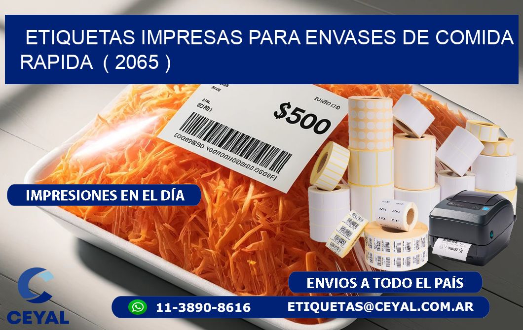 ETIQUETAS IMPRESAS PARA ENVASES DE COMIDA RAPIDA  ( 2065 )