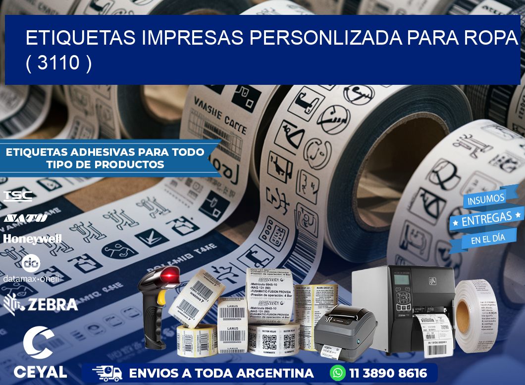 ETIQUETAS IMPRESAS PERSONLIZADA PARA ROPA   ( 3110 )