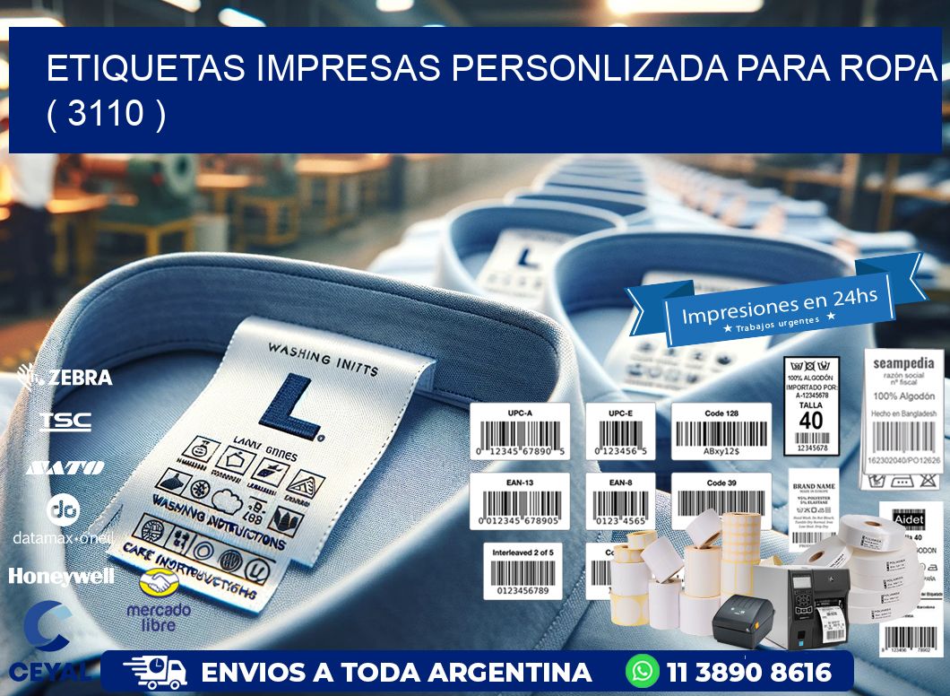 ETIQUETAS IMPRESAS PERSONLIZADA PARA ROPA   ( 3110 )