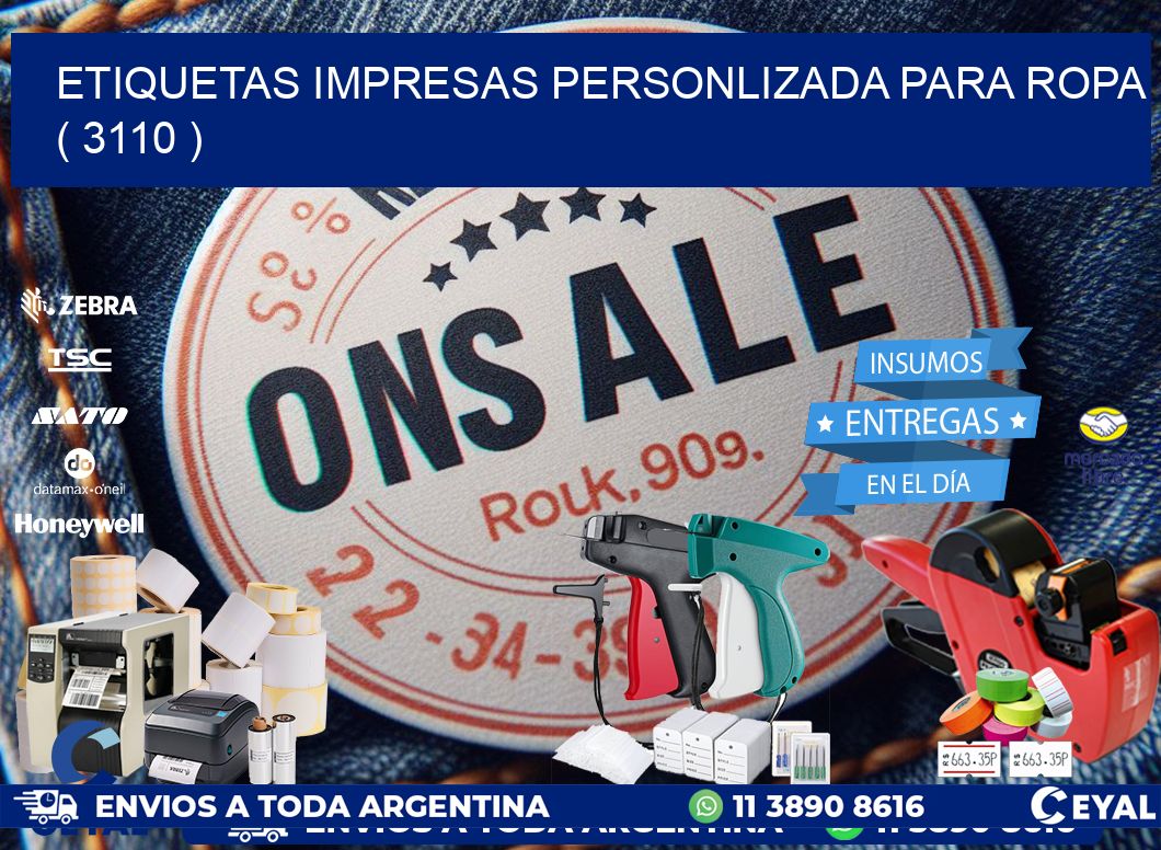 ETIQUETAS IMPRESAS PERSONLIZADA PARA ROPA   ( 3110 )