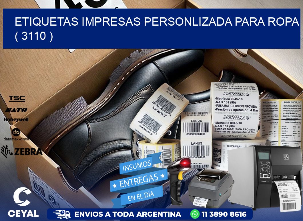 ETIQUETAS IMPRESAS PERSONLIZADA PARA ROPA   ( 3110 )