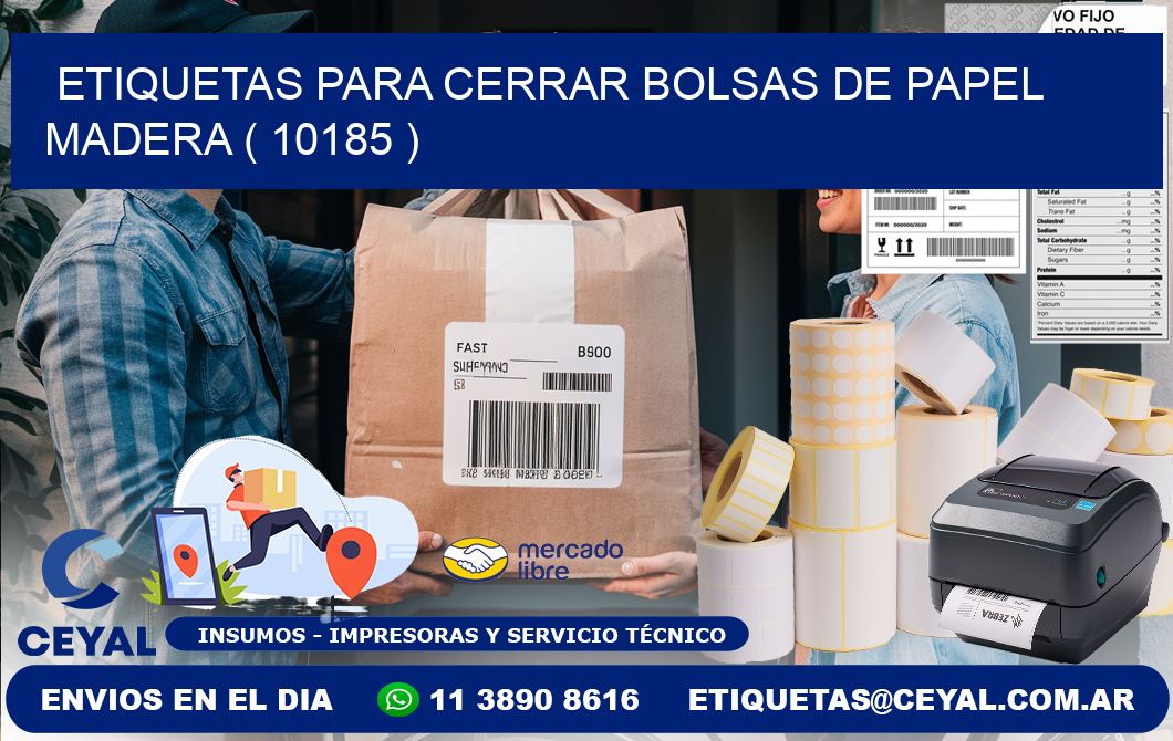 ETIQUETAS PARA CERRAR BOLSAS DE PAPEL MADERA ( 10185 )