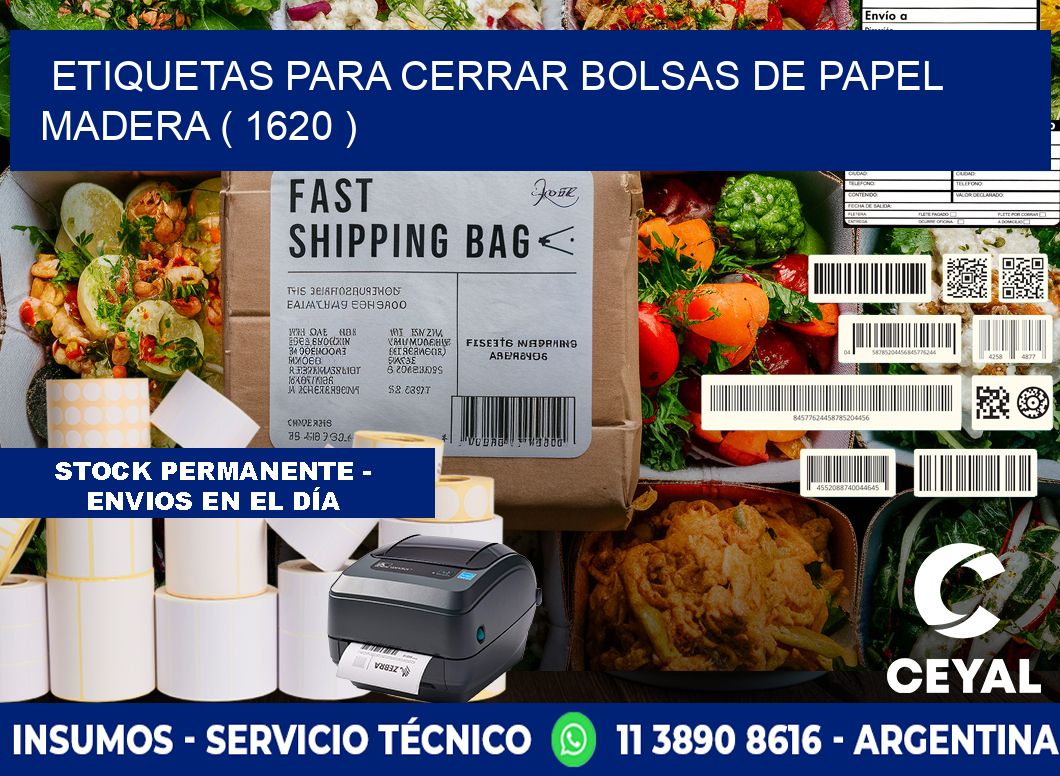 ETIQUETAS PARA CERRAR BOLSAS DE PAPEL MADERA ( 1620 )