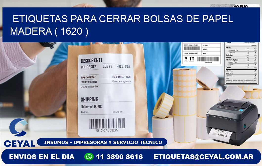 ETIQUETAS PARA CERRAR BOLSAS DE PAPEL MADERA ( 1620 )