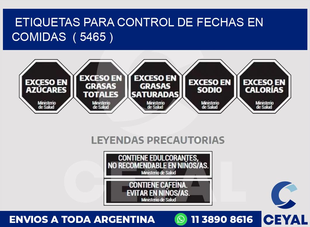 ETIQUETAS PARA CONTROL DE FECHAS EN COMIDAS ( 5465 )