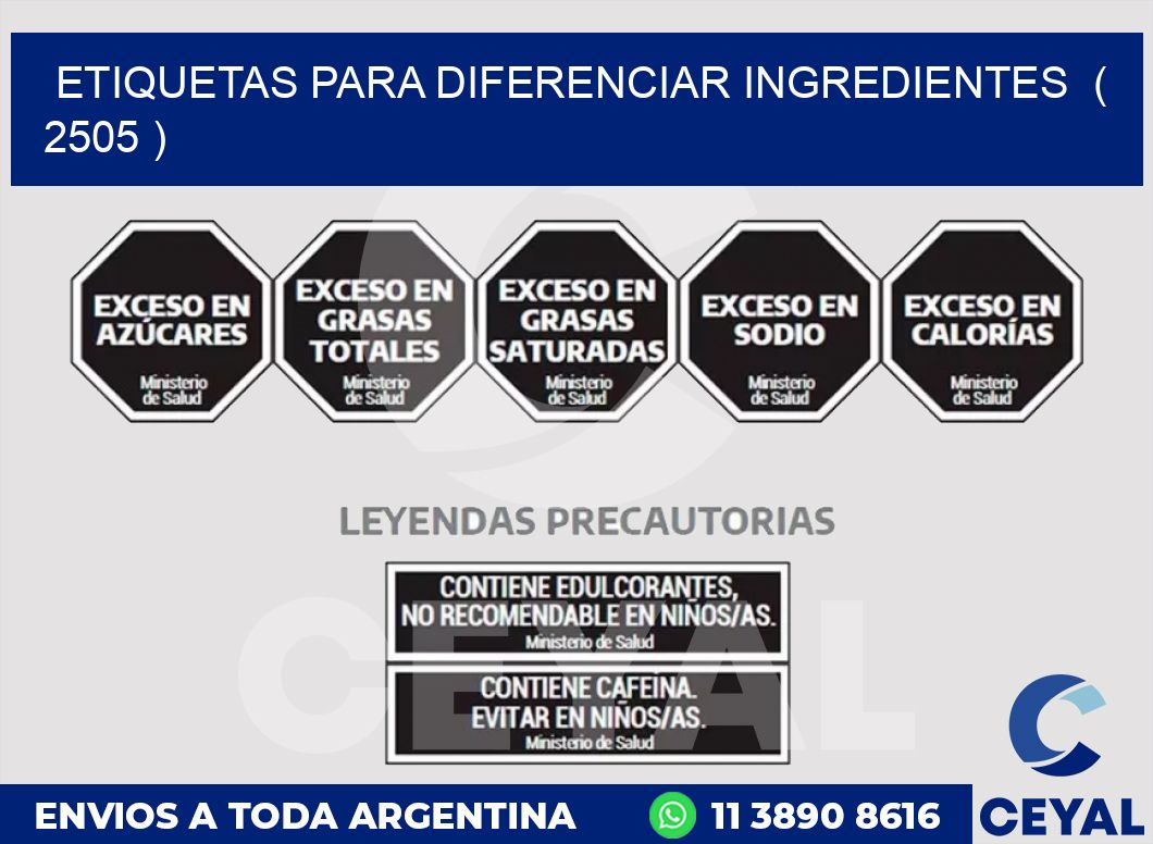 ETIQUETAS PARA DIFERENCIAR INGREDIENTES  ( 2505 )
