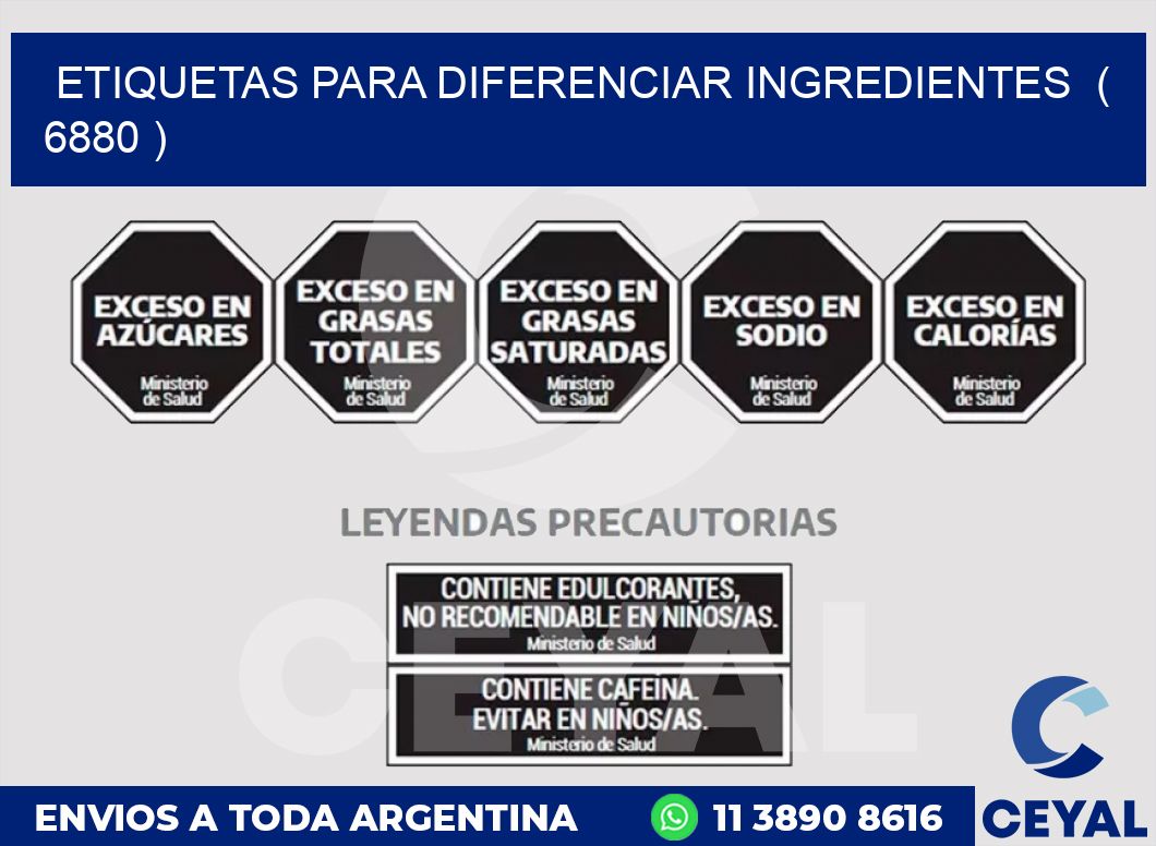 ETIQUETAS PARA DIFERENCIAR INGREDIENTES  ( 6880 )