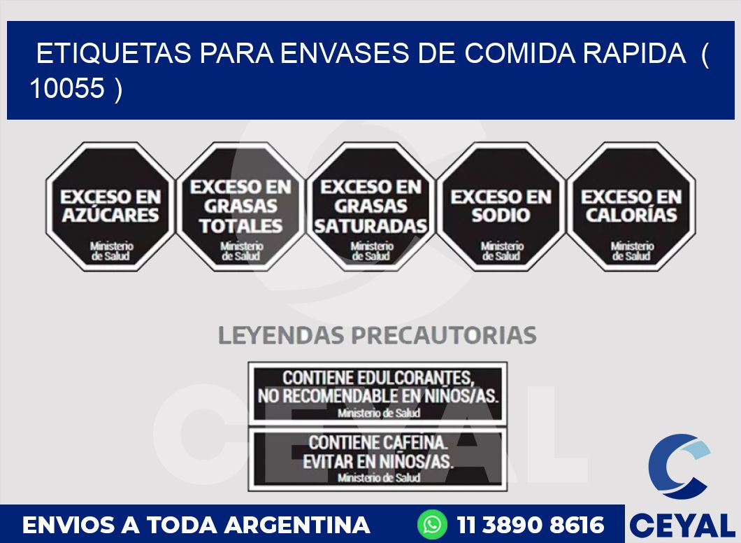 ETIQUETAS PARA ENVASES DE COMIDA RAPIDA ( 10055 )