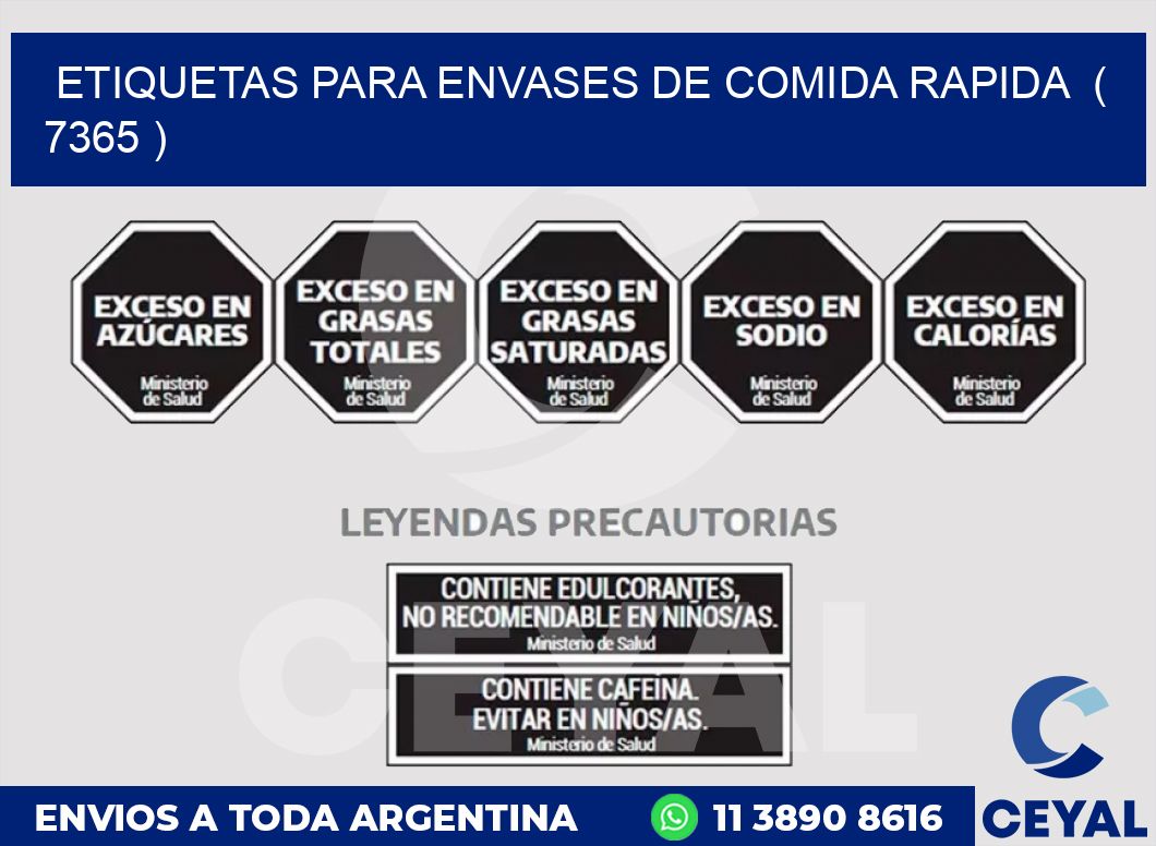ETIQUETAS PARA ENVASES DE COMIDA RAPIDA  ( 7365 )