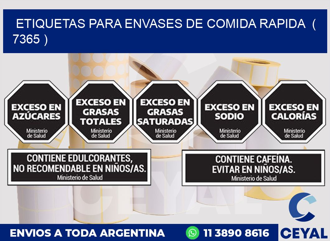 ETIQUETAS PARA ENVASES DE COMIDA RAPIDA  ( 7365 )