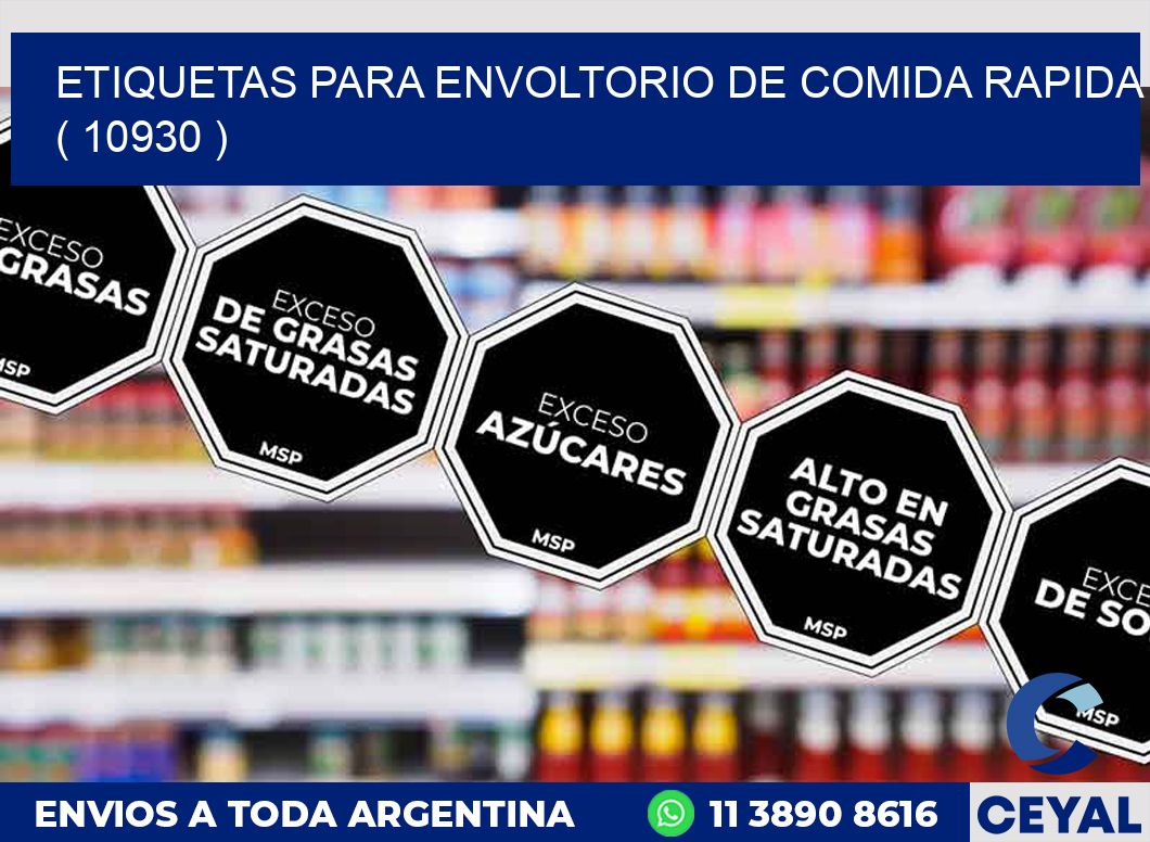 ETIQUETAS PARA ENVOLTORIO DE COMIDA RAPIDA ( 10930 )