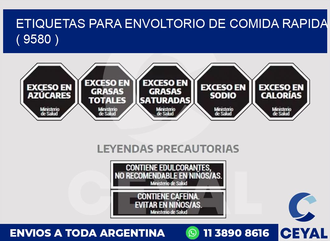 ETIQUETAS PARA ENVOLTORIO DE COMIDA RAPIDA  ( 9580 )