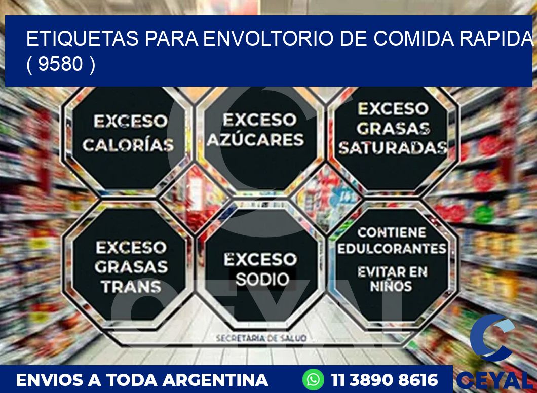 ETIQUETAS PARA ENVOLTORIO DE COMIDA RAPIDA ( 9580 )