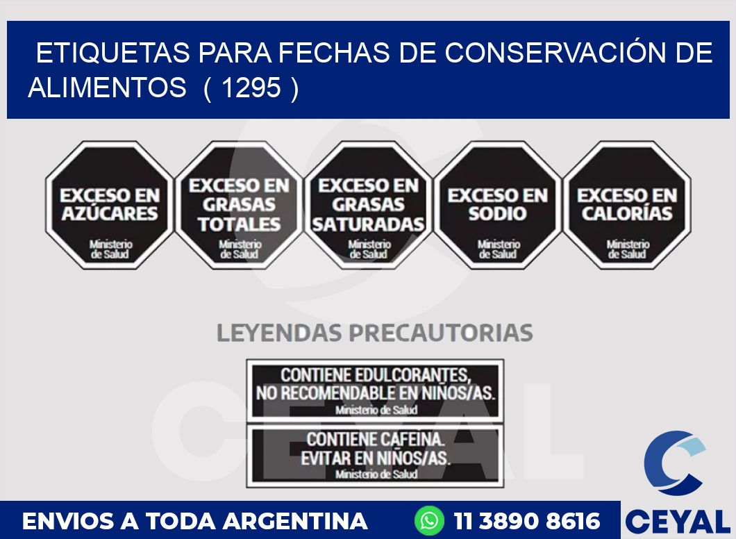 ETIQUETAS PARA FECHAS DE CONSERVACIÓN DE ALIMENTOS  ( 1295 )