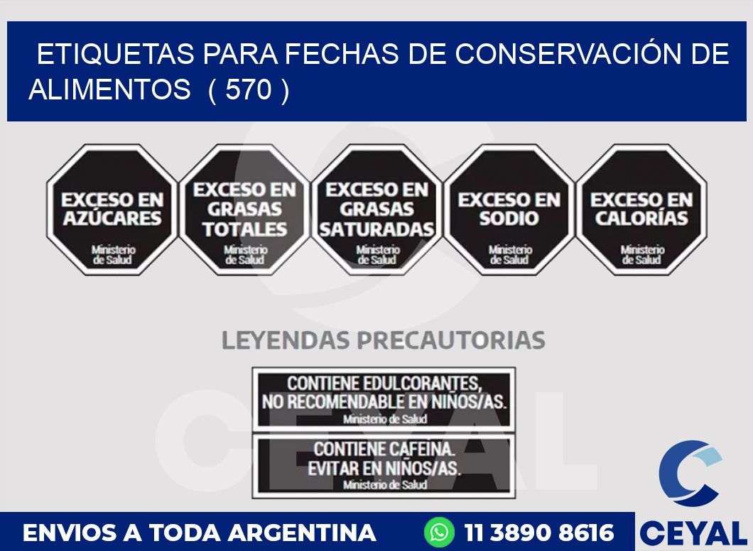 ETIQUETAS PARA FECHAS DE CONSERVACIÓN DE ALIMENTOS  ( 570 )