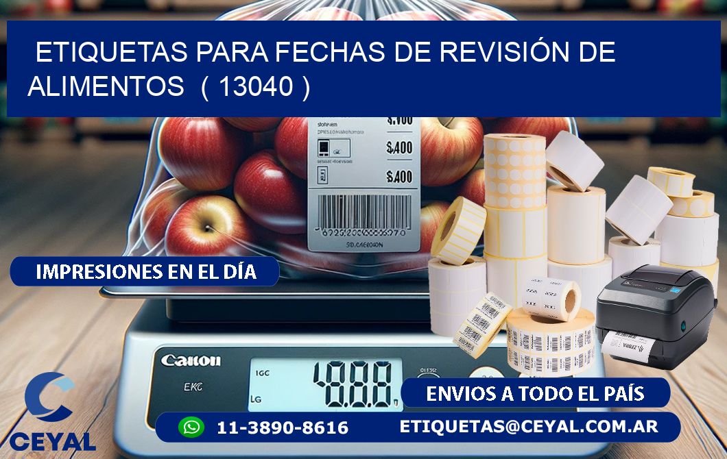 ETIQUETAS PARA FECHAS DE REVISIÓN DE ALIMENTOS  ( 13040 )