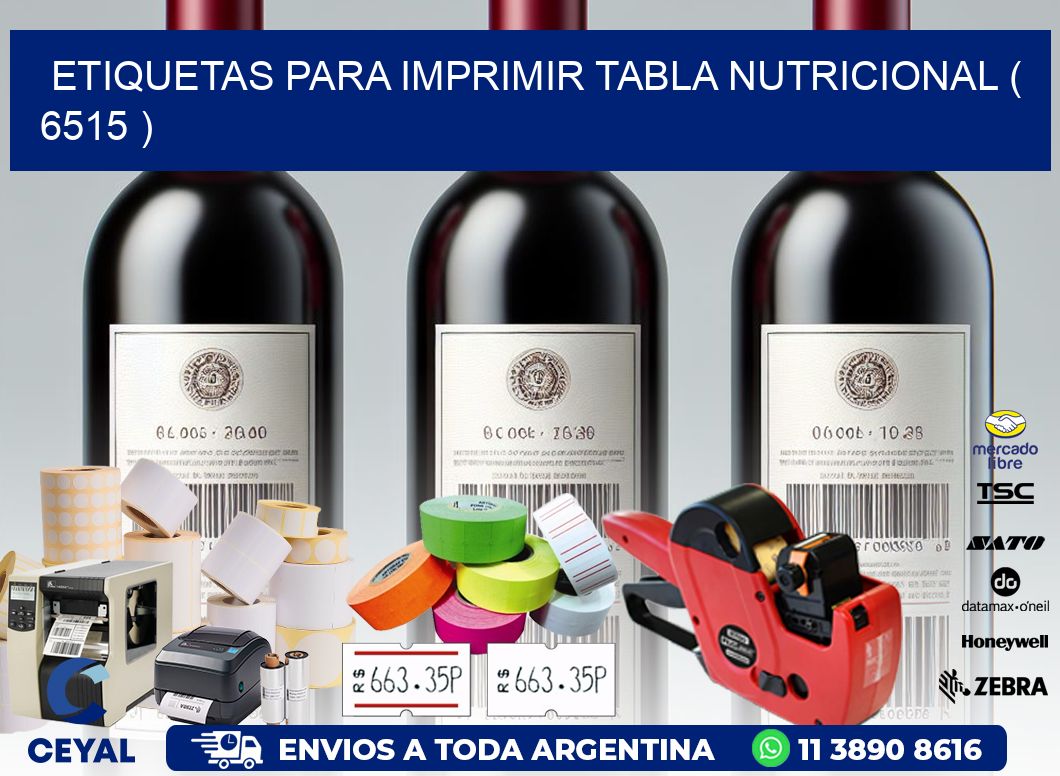 ETIQUETAS PARA IMPRIMIR TABLA NUTRICIONAL ( 6515 )