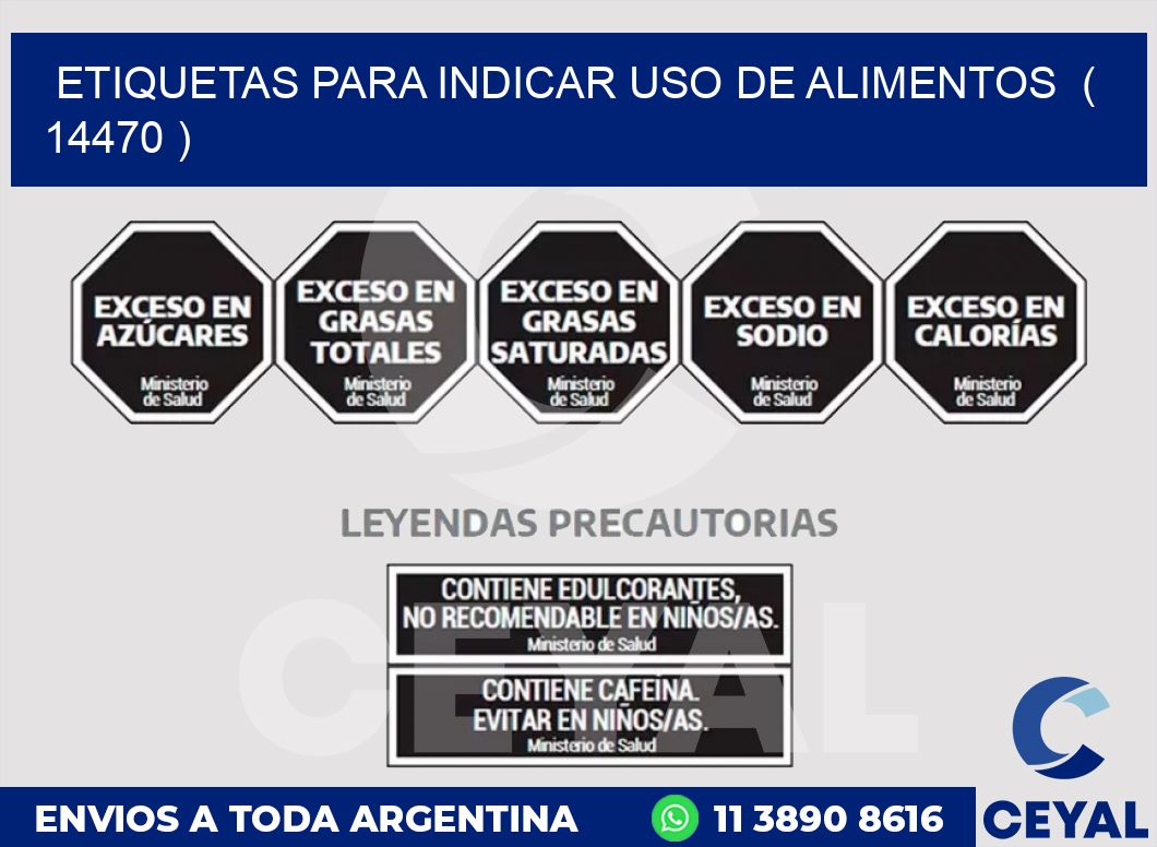 ETIQUETAS PARA INDICAR USO DE ALIMENTOS  ( 14470 )
