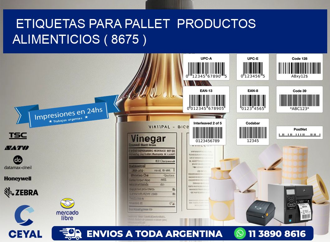 ETIQUETAS PARA PALLET  PRODUCTOS ALIMENTICIOS ( 8675 )