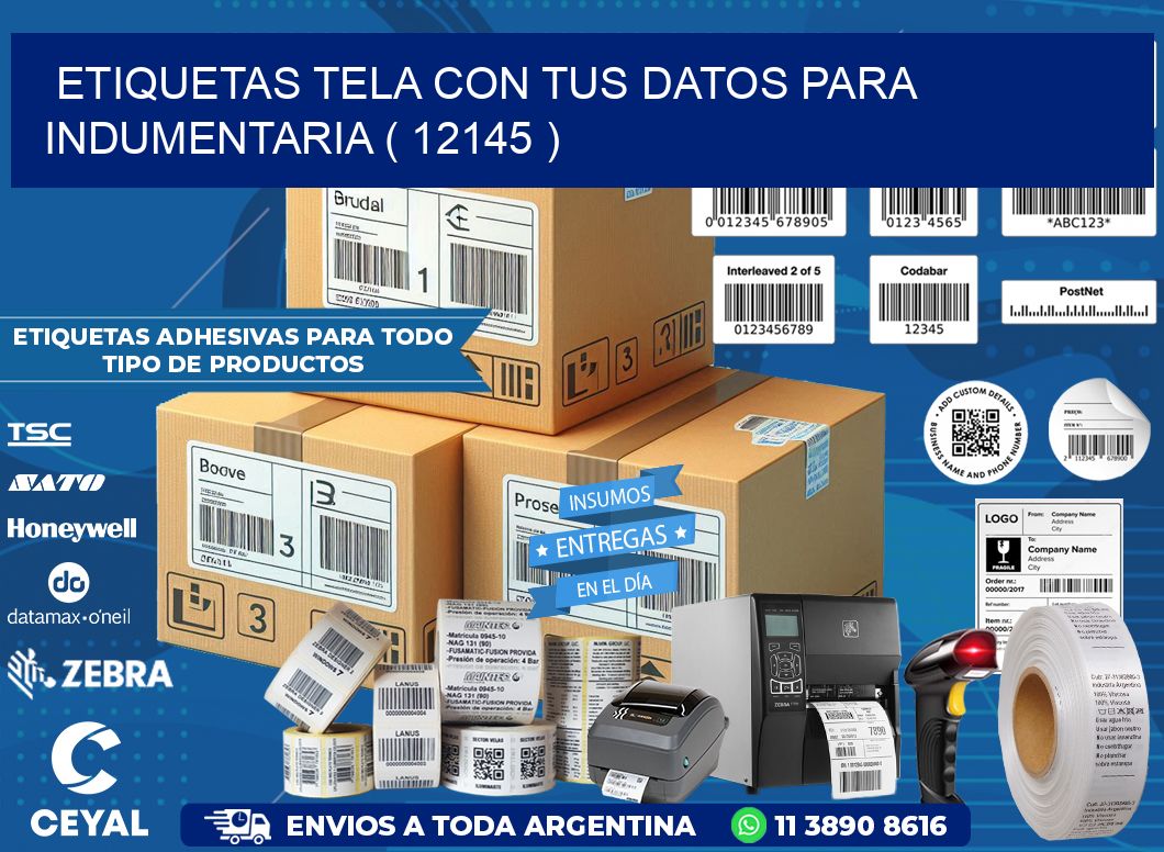 ETIQUETAS TELA CON TUS DATOS PARA INDUMENTARIA ( 12145 )