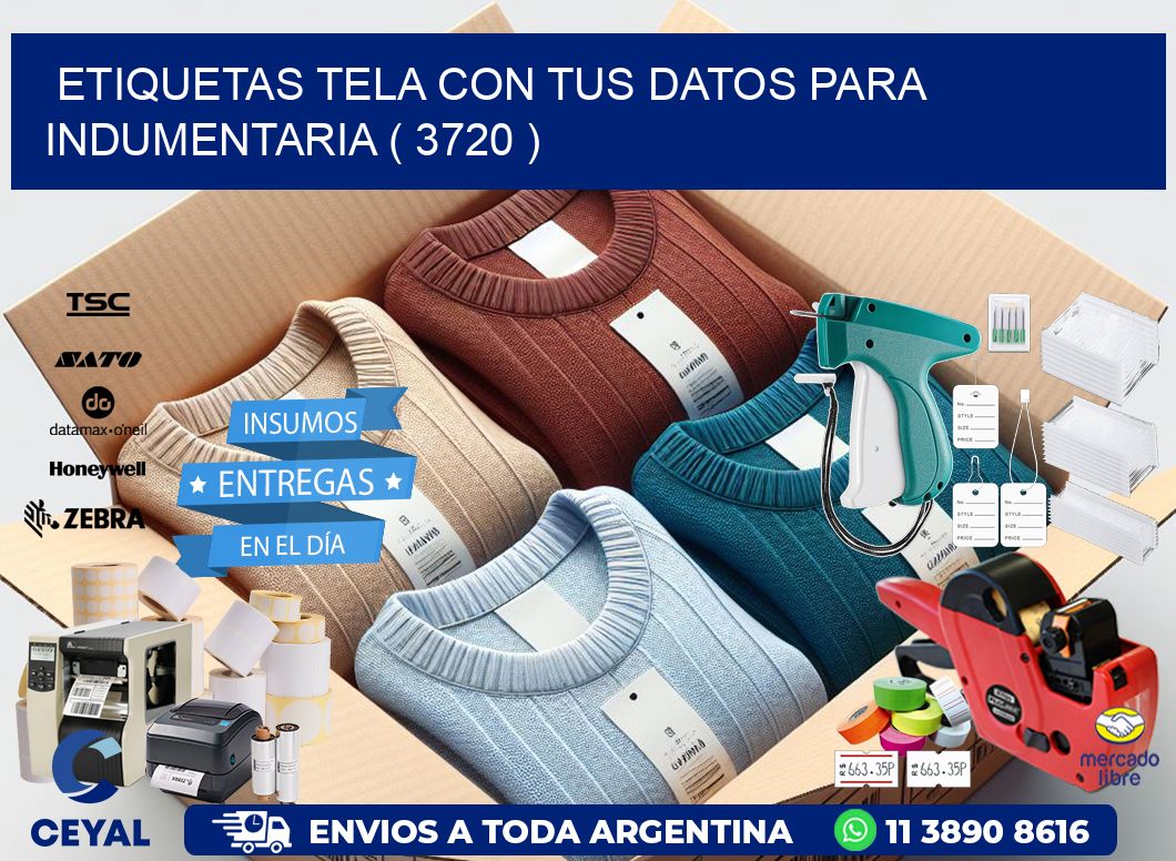 ETIQUETAS TELA CON TUS DATOS PARA INDUMENTARIA ( 3720 )