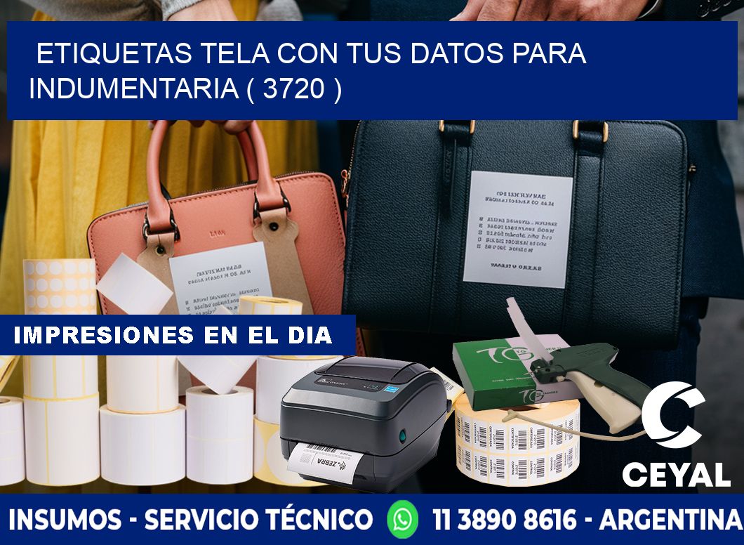 ETIQUETAS TELA CON TUS DATOS PARA INDUMENTARIA ( 3720 )