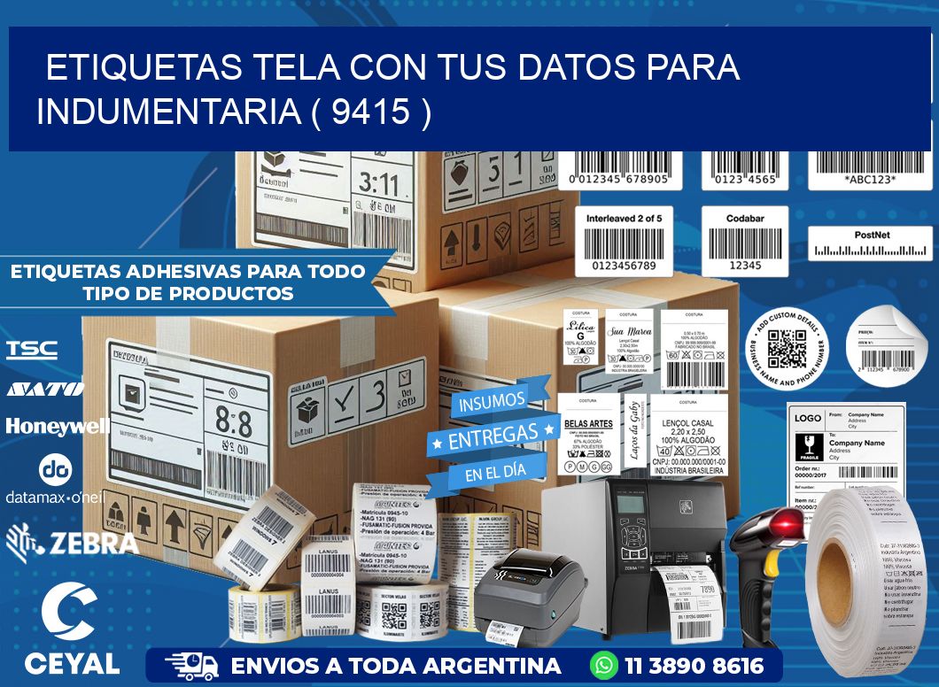 ETIQUETAS TELA CON TUS DATOS PARA INDUMENTARIA ( 9415 )