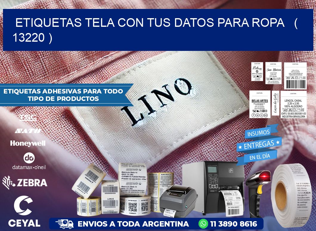 ETIQUETAS TELA CON TUS DATOS PARA ROPA ( 13220 )