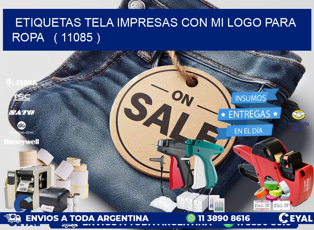 ETIQUETAS TELA IMPRESAS CON MI LOGO PARA ROPA ( 11085 )