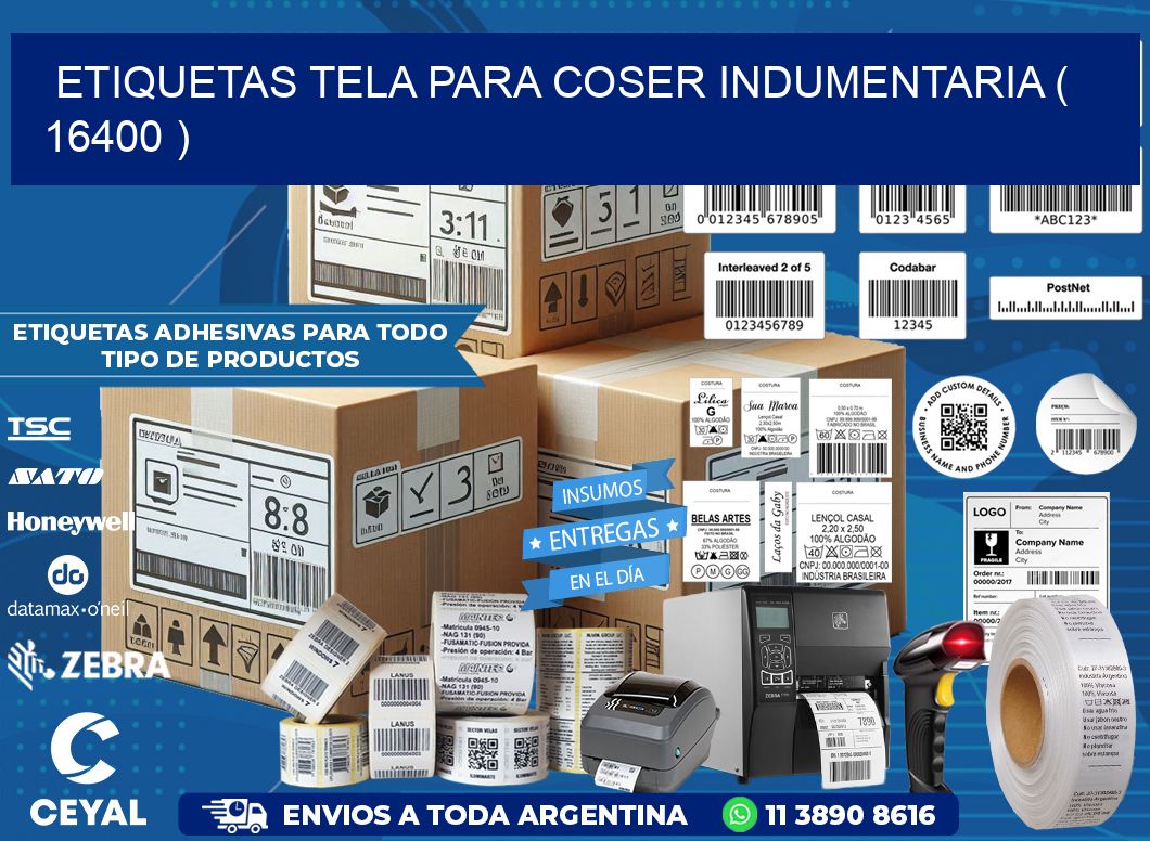ETIQUETAS TELA PARA COSER INDUMENTARIA ( 16400 )