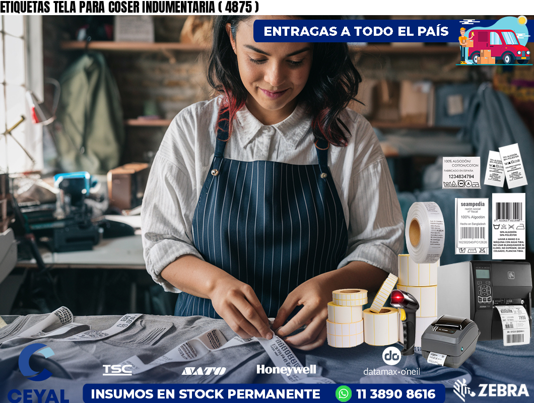 ETIQUETAS TELA PARA COSER INDUMENTARIA ( 4875 )