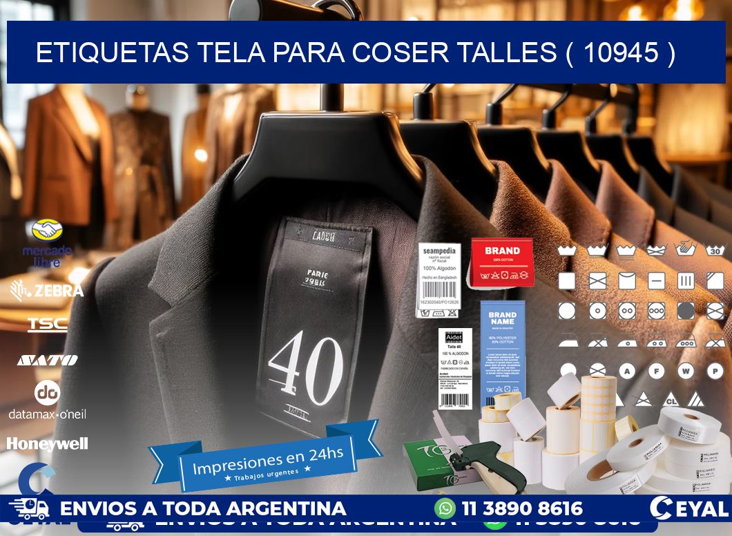 ETIQUETAS TELA PARA COSER TALLES ( 10945 )