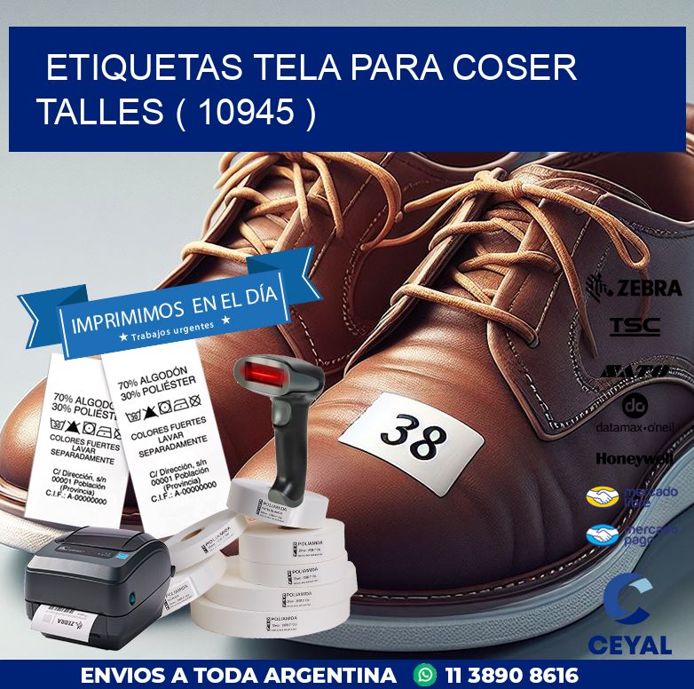 ETIQUETAS TELA PARA COSER TALLES ( 10945 )