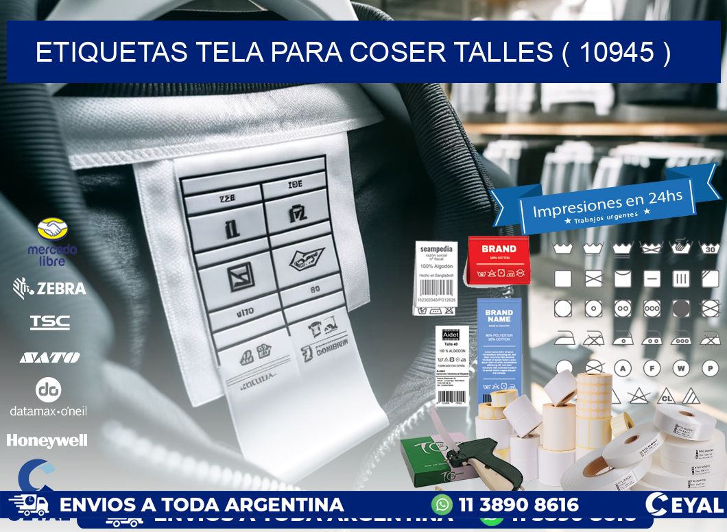 ETIQUETAS TELA PARA COSER TALLES ( 10945 )