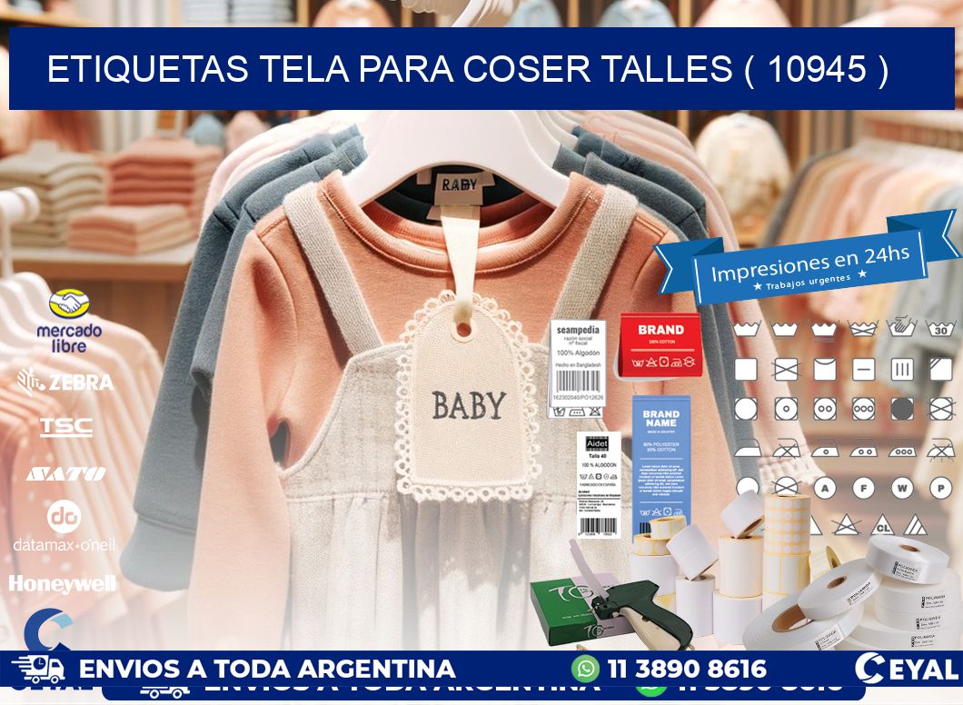 ETIQUETAS TELA PARA COSER TALLES ( 10945 )