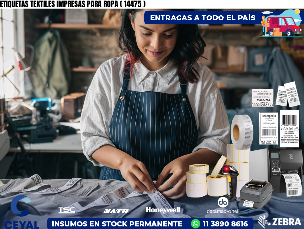 ETIQUETAS TEXTILES IMPRESAS PARA ROPA ( 14475 )