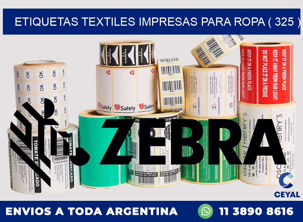 ETIQUETAS TEXTILES IMPRESAS PARA ROPA ( 325 )