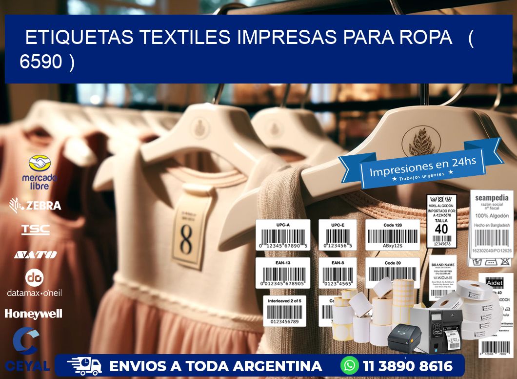 ETIQUETAS TEXTILES IMPRESAS PARA ROPA ( 6590 )