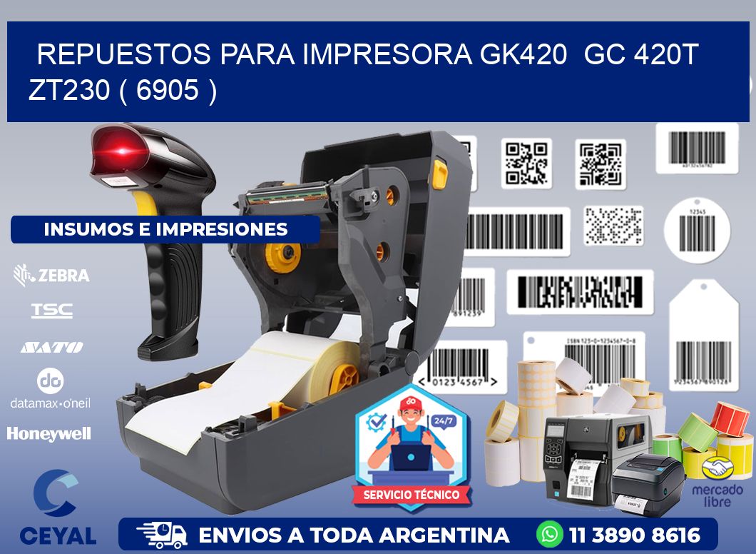 REPUESTOS PARA IMPRESORA GK420 GC 420T ZT230 ( 6905 )