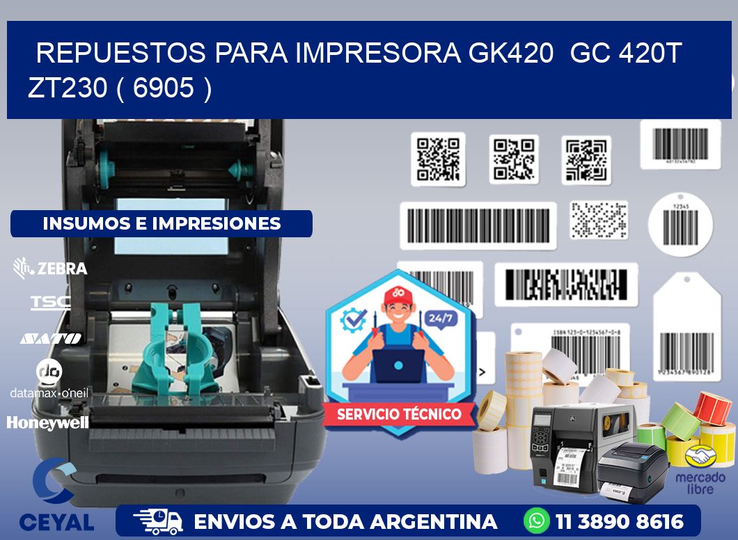 REPUESTOS PARA IMPRESORA GK420 GC 420T ZT230 ( 6905 )