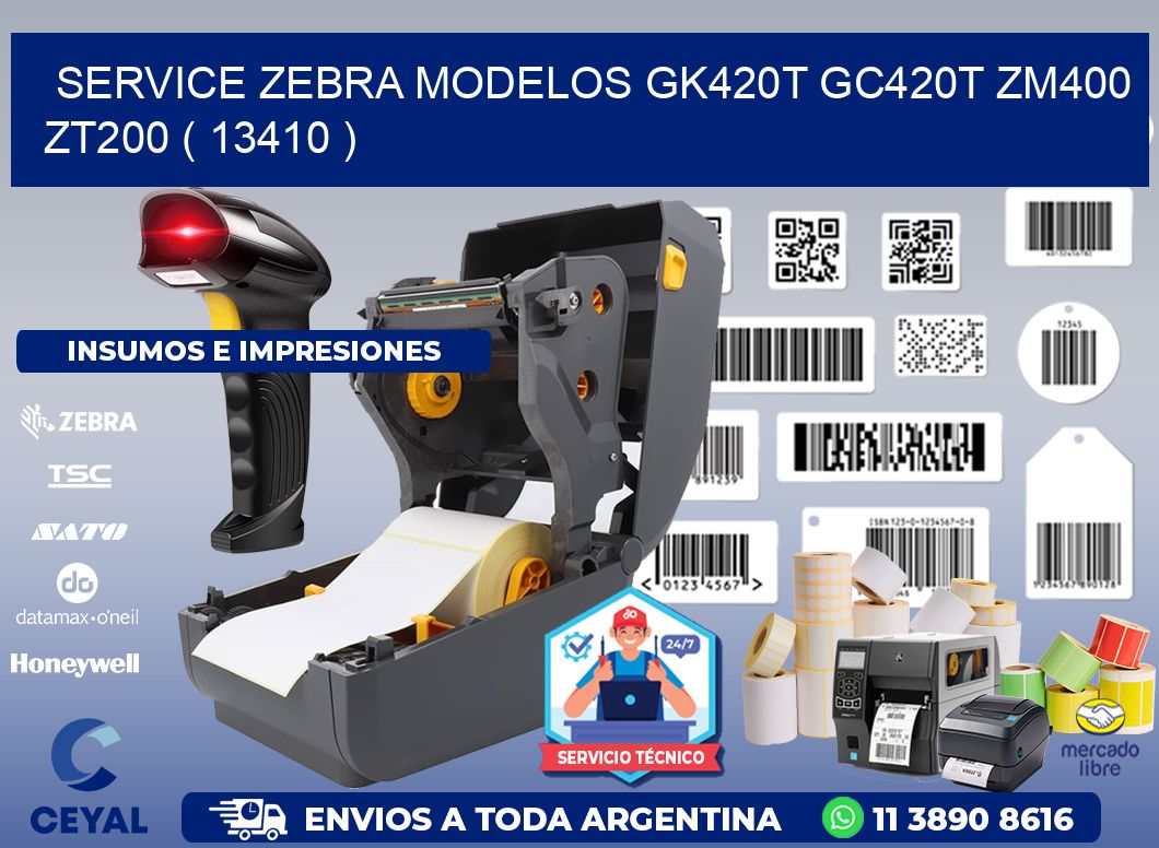 service zebra MODELOS GK420T GC420T ZM400 ZT200 ( 13410 )