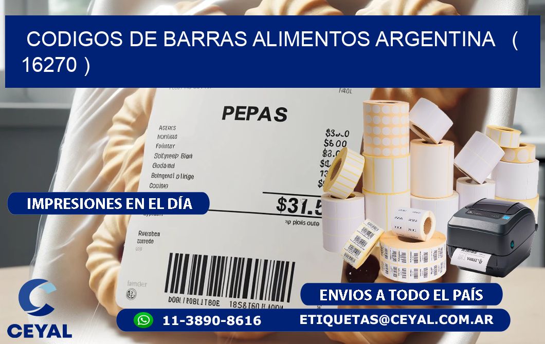 CODIGOS DE BARRAS ALIMENTOS ARGENTINA ( 16270 )