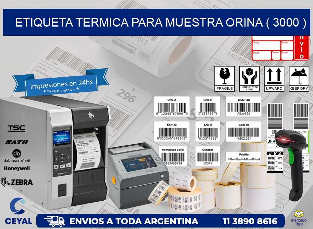ETIQUETA TERMICA PARA MUESTRA ORINA ( 3000 )