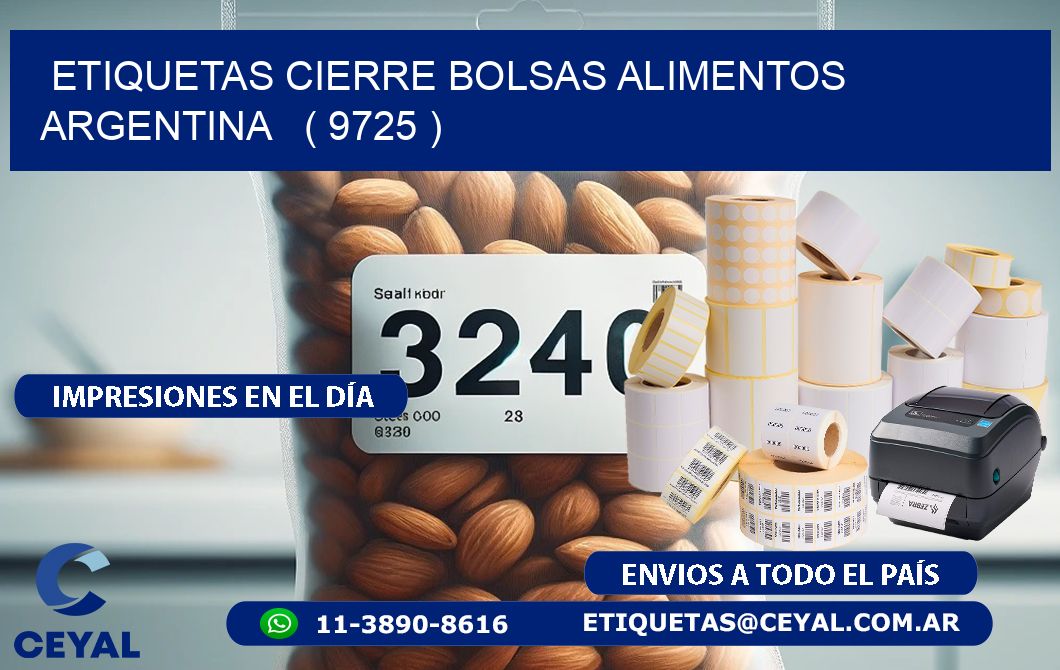 ETIQUETAS CIERRE BOLSAS ALIMENTOS ARGENTINA   ( 9725 )
