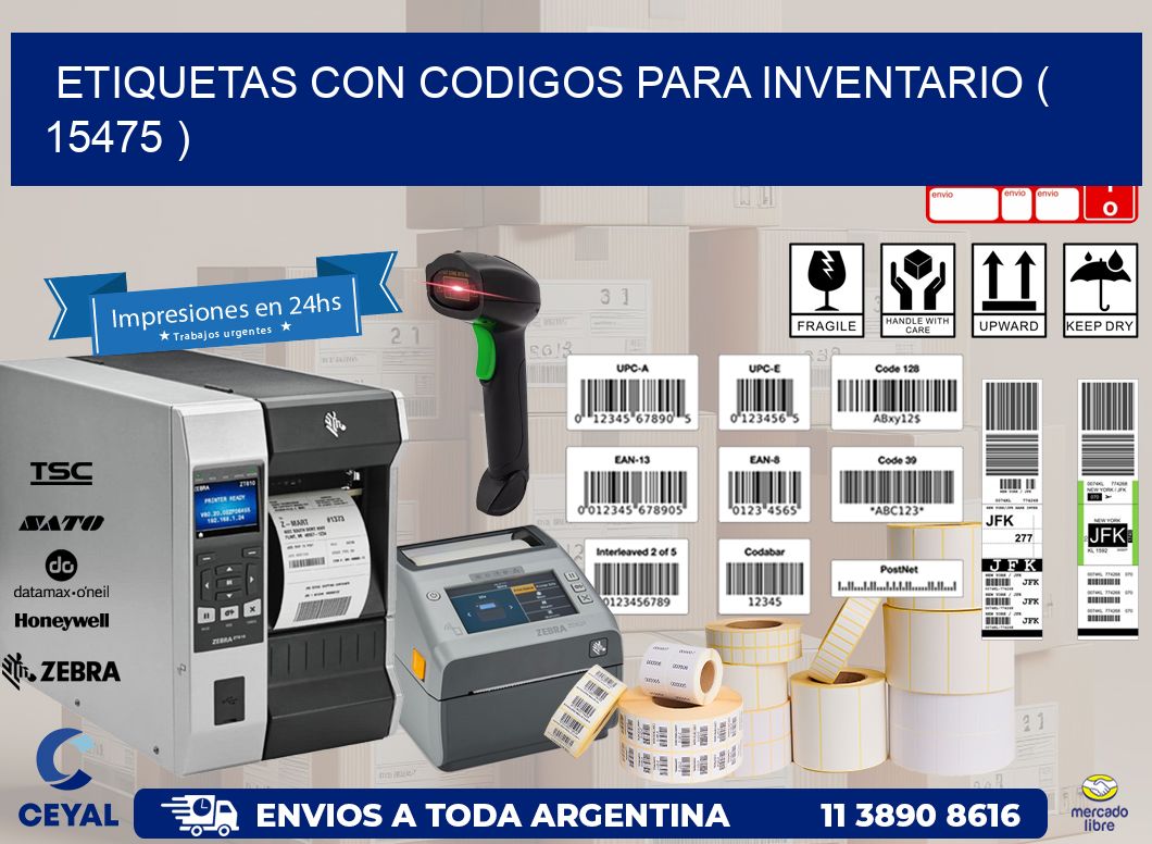 ETIQUETAS CON CODIGOS PARA INVENTARIO ( 15475 )