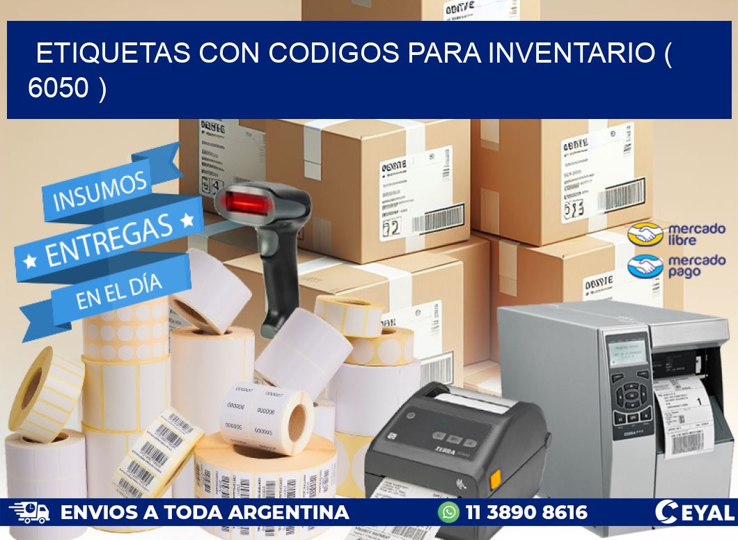 ETIQUETAS CON CODIGOS PARA INVENTARIO ( 6050 )