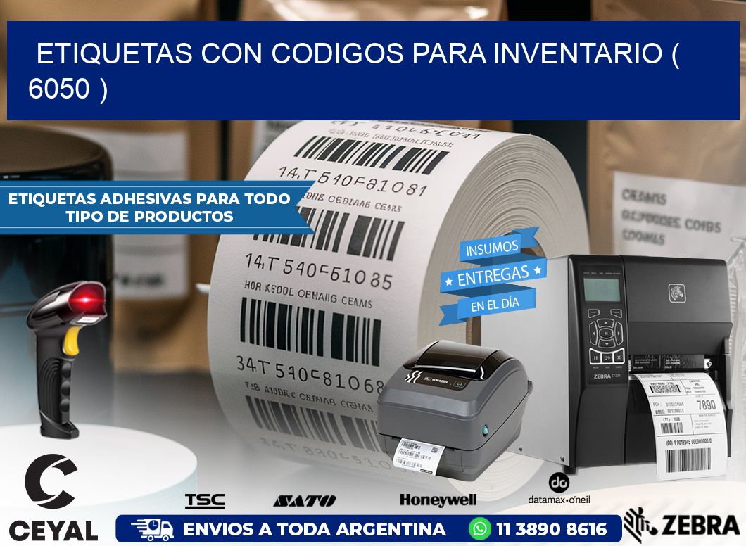 ETIQUETAS CON CODIGOS PARA INVENTARIO ( 6050 )