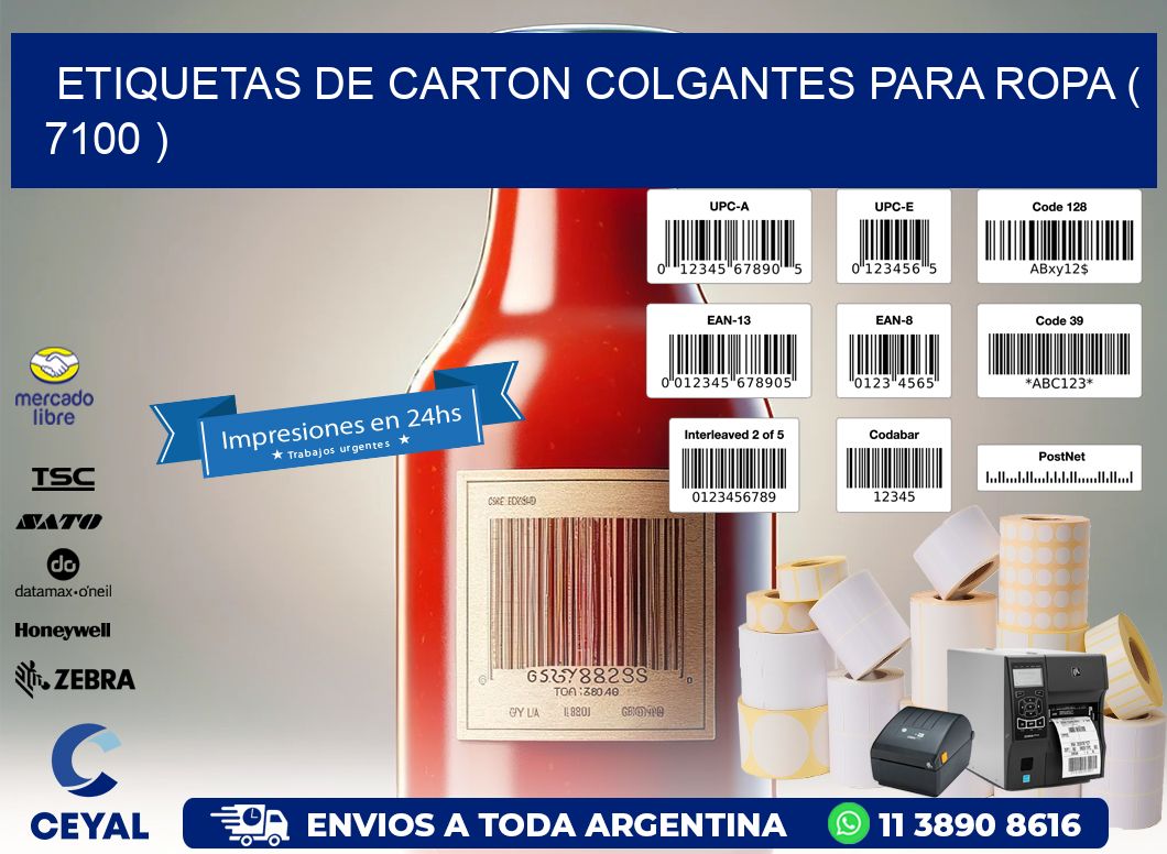 ETIQUETAS DE CARTON COLGANTES PARA ROPA ( 7100 )